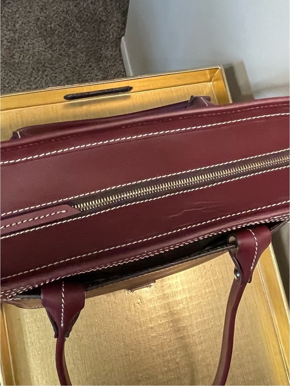 Dooney & Bourke BBECN1562 BXBX Burgundy Leather Tote Bag - Picture 7 of 15